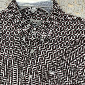 Cinch Shirt Boys XL (14) Brown Long Sleeve Cowboy Western Button Down Geometric